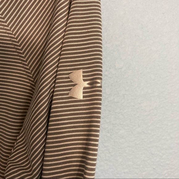 Under Armour Striped QuarterZip Layer Top - Small - Gray/White - Picture 5 of 7